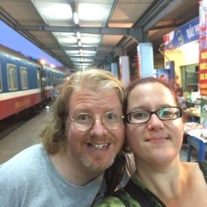 At the train station