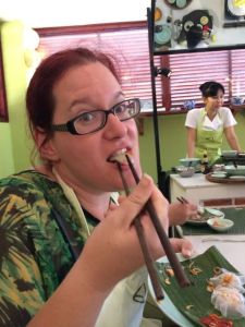 Eating rice dumplings