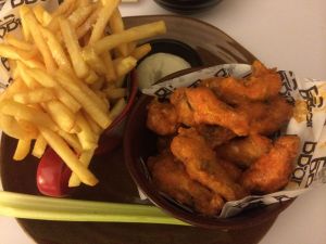 Spicy chicken wings with blue cheese dip - apparently a local speciality