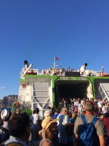 Boarding the ferry - a bit of a scrum!