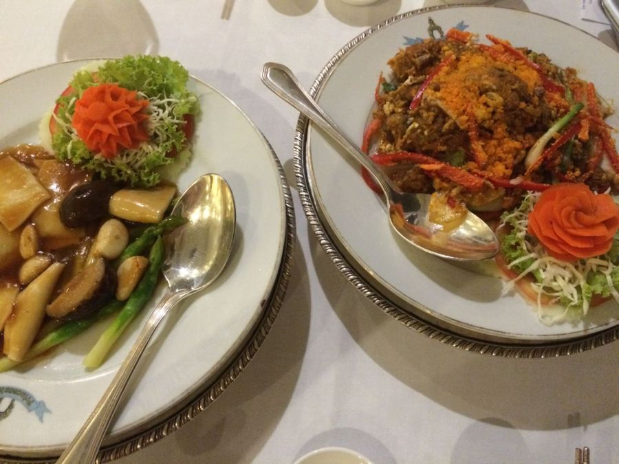 Stir fried abalone and soft shell crab