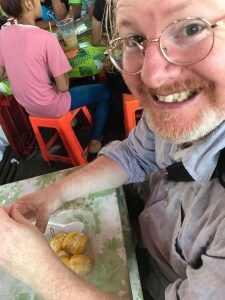 R eating brekky at the Chatuchak market