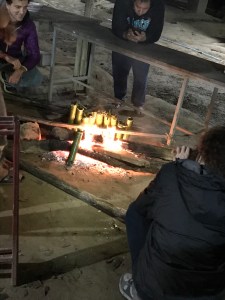 We also made coconut sticky rice steamed in bamboo, which was cool